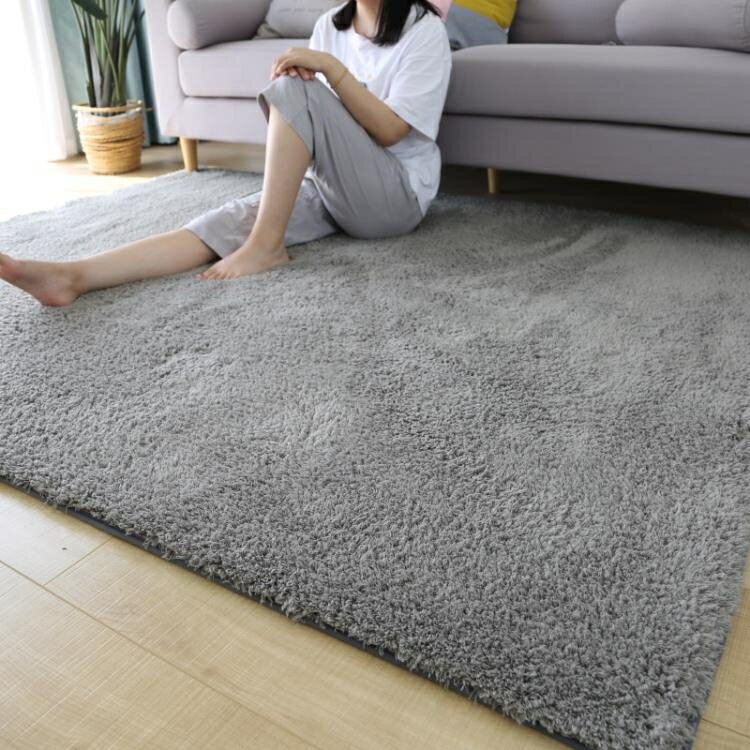 地毯 簡約舒棉絨地毯臥室客廳加厚地墊床邊飄窗墊北歐純色滿鋪長毛地毯