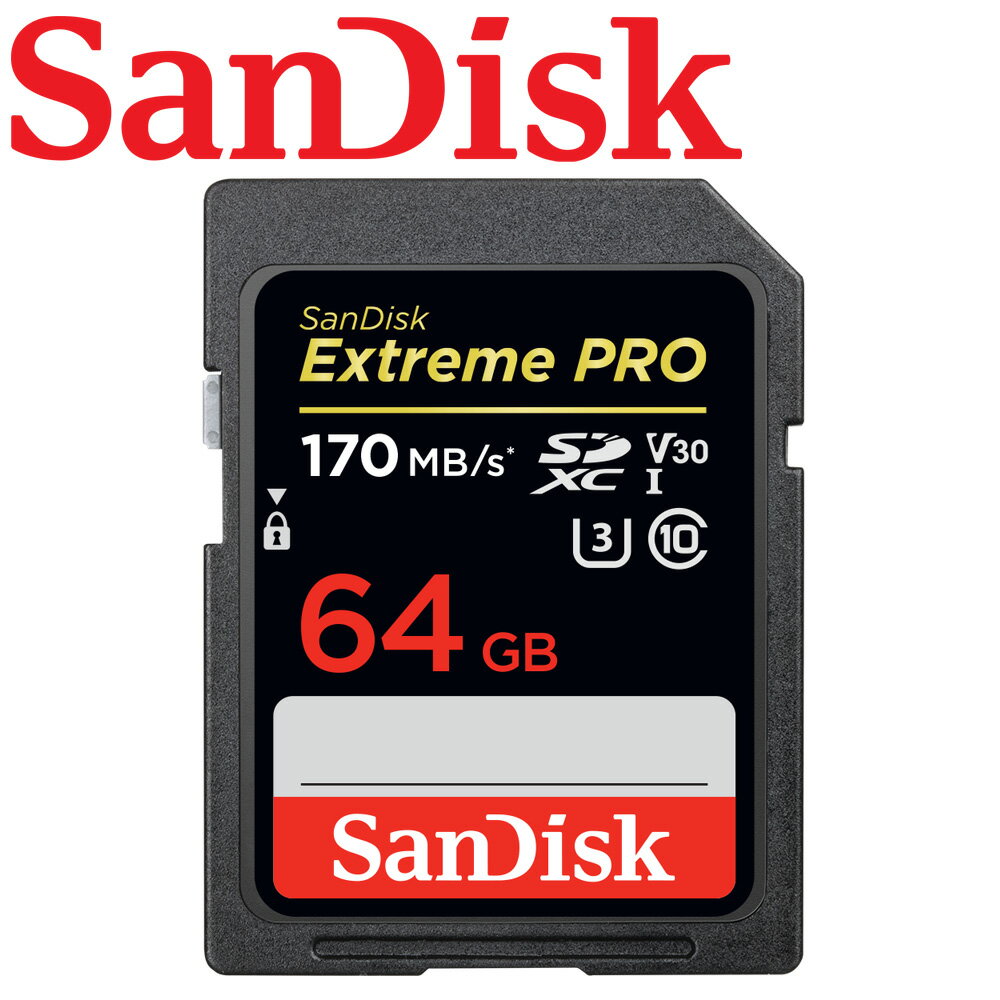 【公司貨】SanDisk 64GB 170MB/s Extreme PRO SD SDXC U3 V30 記憶卡