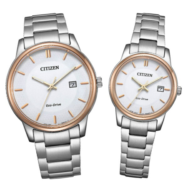 CITIZEN 星辰 PAIR系列 BM6979-74A+EW2319-71A 光動能玫瑰金框情侶對錶 白面｜樂天領券現折★全館特惠中★指定刷卡回饋10%