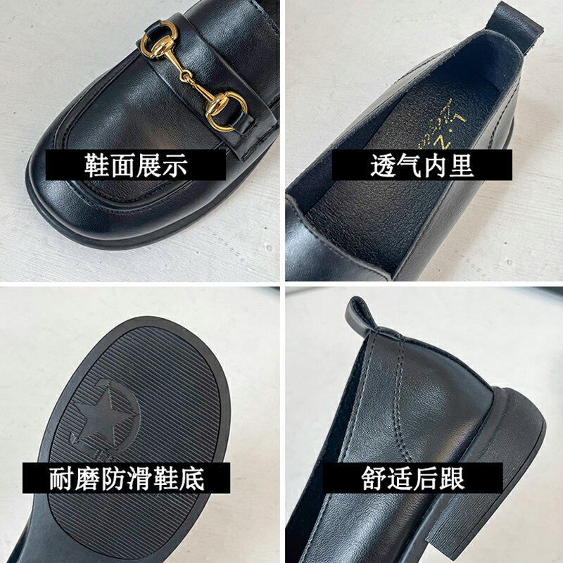 職業平底鞋軟底單鞋舒適久站不累鞋黑色工作鞋英倫風小皮鞋女軟皮 4
