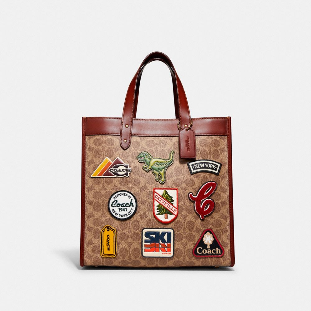 COACH FIELD 經典SIGNATURE帆布徽章托特手袋 C6846 ｜全館免運