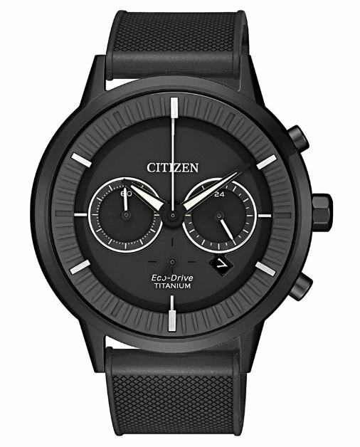 CITIZEN星辰 CA4405-17H 簡約光動能鈦金屬計時腕錶 灰+黑面 42mm