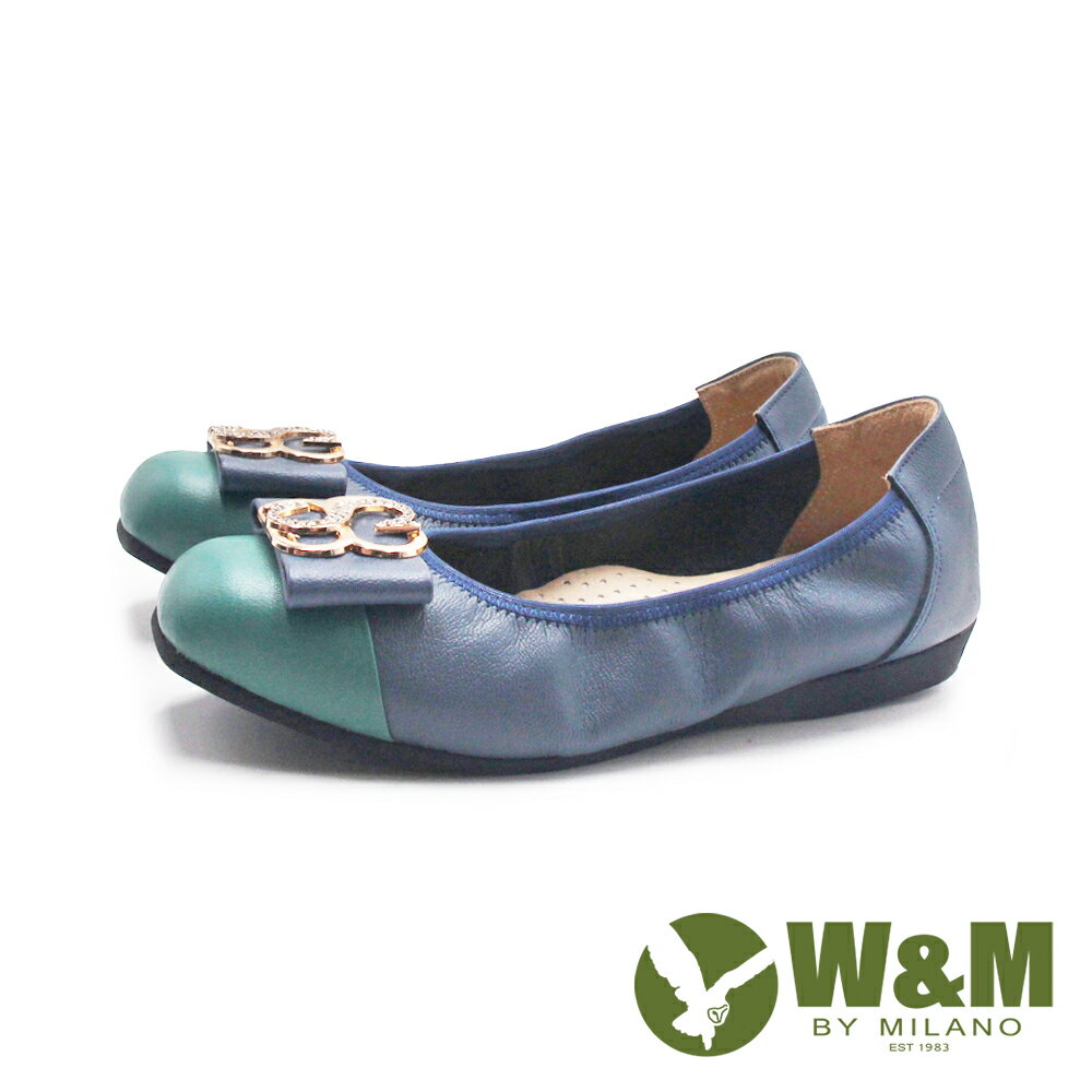 W&M(女)MIT方頭防磨腳S鑽娃娃鞋 女鞋-藍綠色
