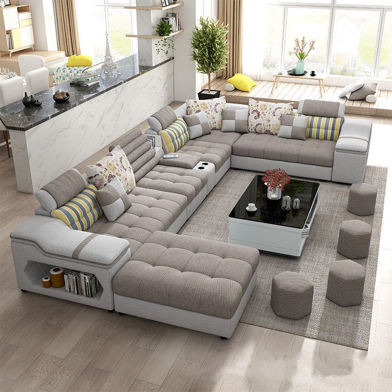 布藝沙發組合簡約現代大小戶型客廳定做轉角彈簧坐墊北歐整裝家具