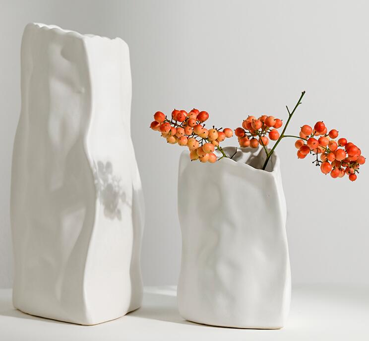 北歐不規則藝術陶瓷花瓶擺件客廳干花插花器創意家居玄關餐桌裝飾【四季小屋】