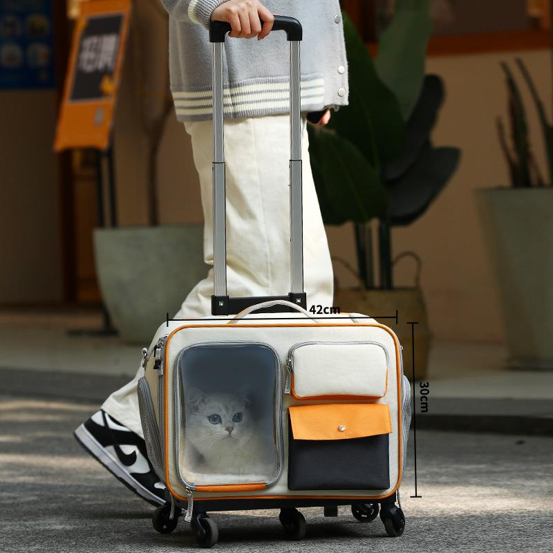 寵物拉桿包 寵物推車 寵物背包 貓包便攜外出寵物拉桿箱行李箱貓推車狗狗拉桿箱防應激貓咪背包『DD00704』