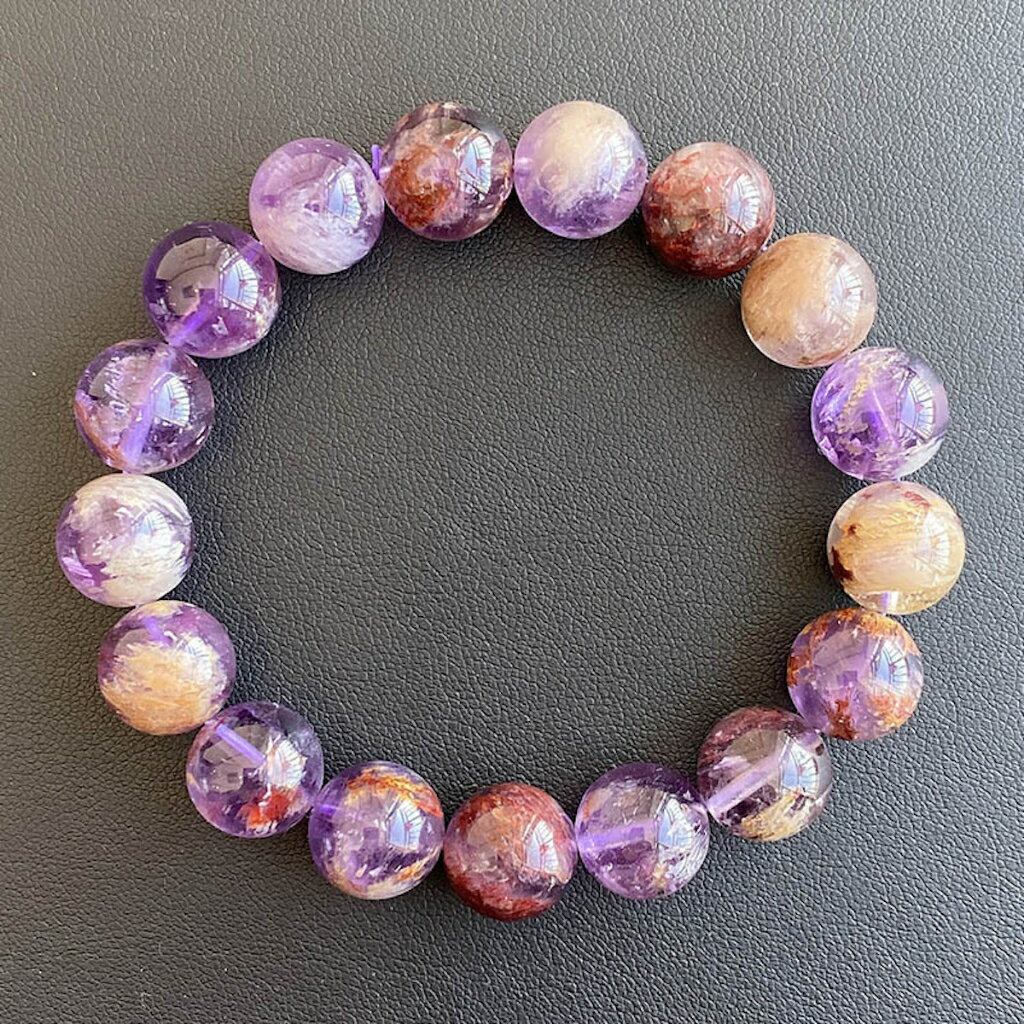 ISONA 7A級天然水晶紫幽靈聚寶盆水晶手串水晶手鏈手串珠水晶串珠水晶手鍊 水晶手鏈 2