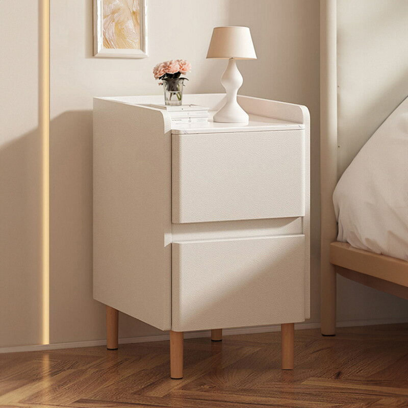 APP下單享點數9% 小型床頭柜簡約現代臥室床邊窄夾縫柜奶油風實木小柜子迷你收納柜