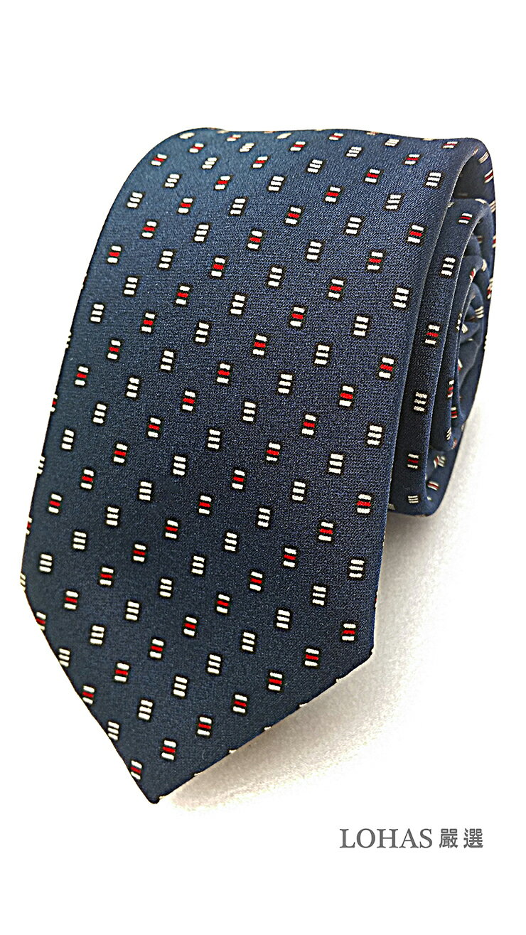 領帶_小三格藍時尚面滑手打領帶