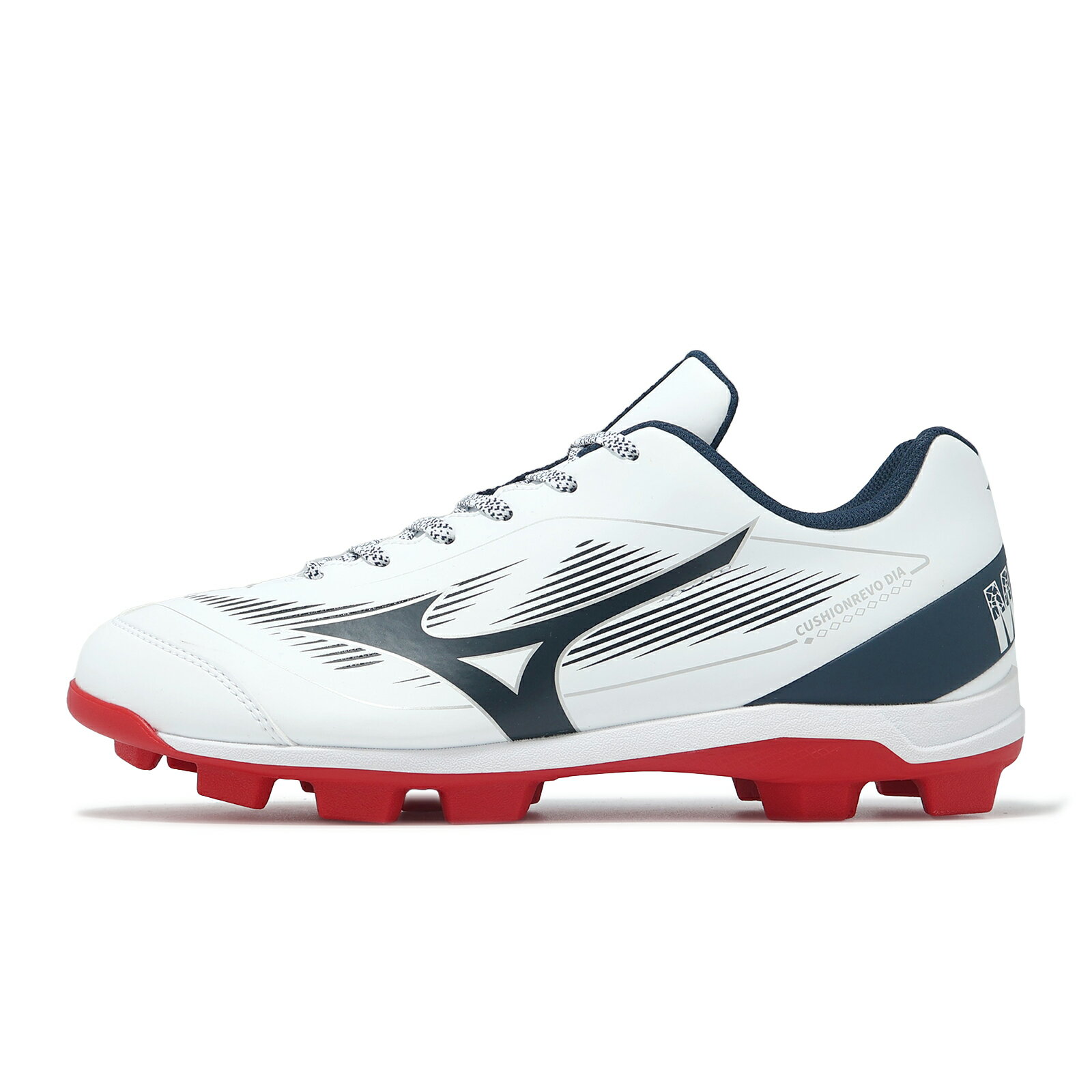 Mizuno 美津濃 棒壘球鞋 Cushionrevo DIA 寬楦 男鞋 白 藍 紅 支撐 美津濃