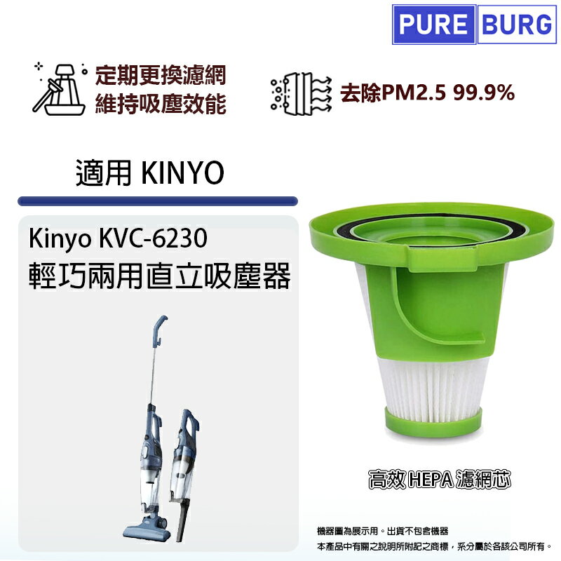 適用Kinyo KVC-6230 KVC6230輕巧兩用直立吸塵器替換用HEPA濾網濾芯