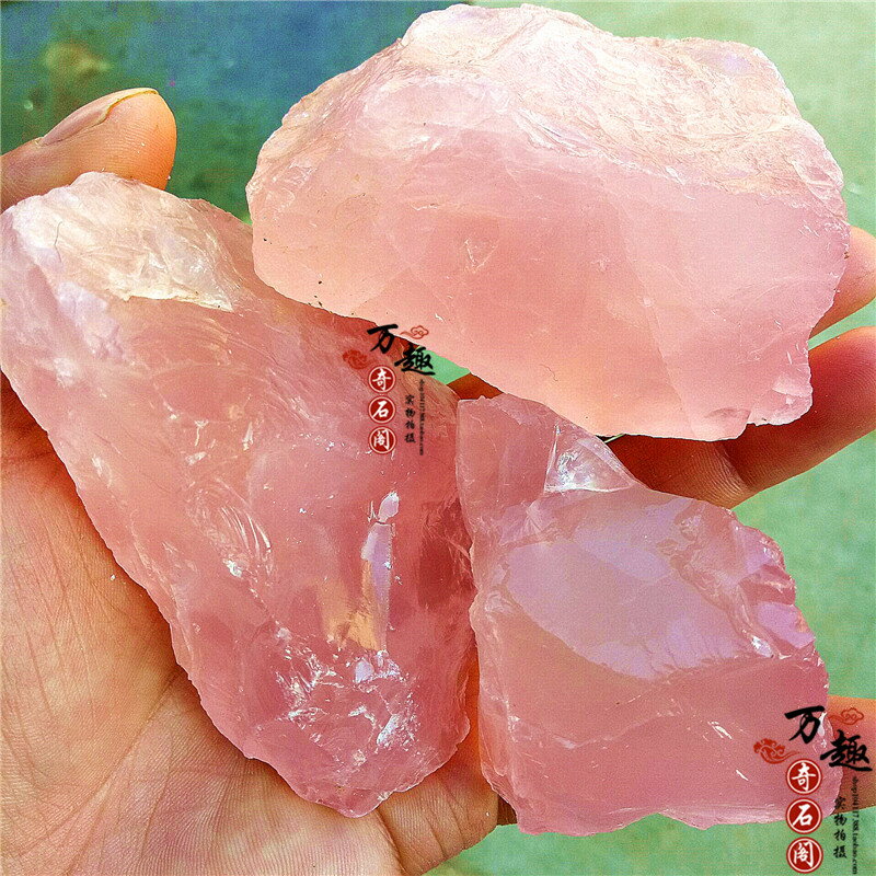 天然粉水晶原石 馬達加斯加粉晶芙蓉晶原石大塊原料擺件 招桃花