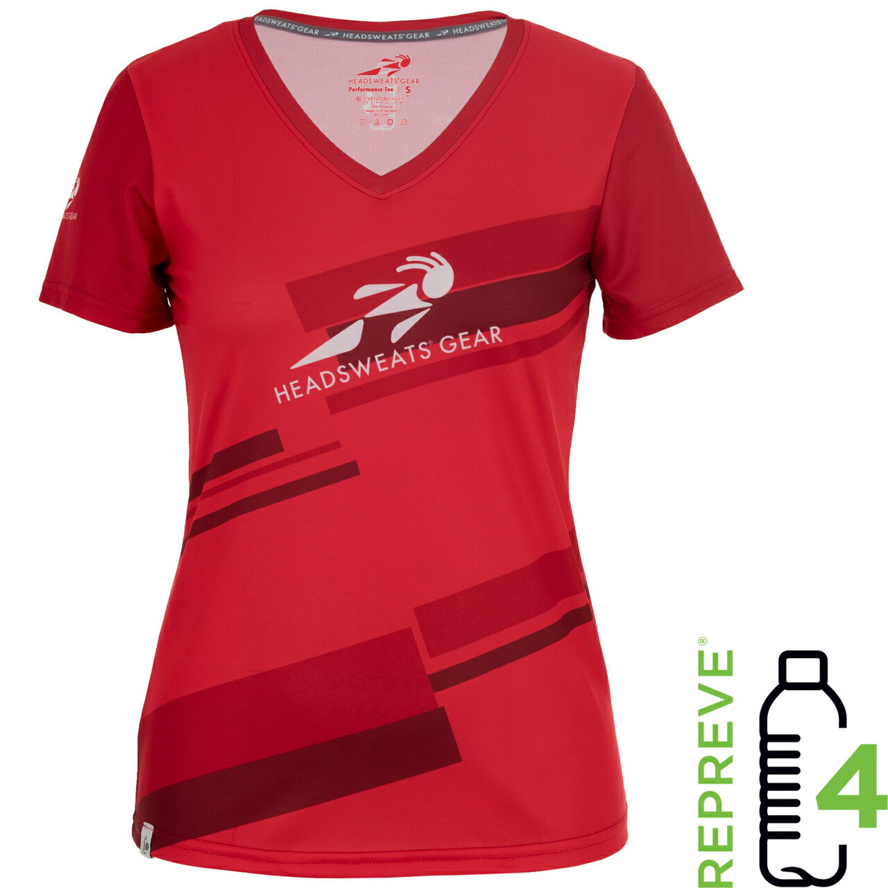 美國汗淂HEADSWEATS運動衣/帽.女/紅色運動T恤/心型領.4支寶特瓶回收纖維製成.騎跑泳者-快樂玩跑!精彩完賽!