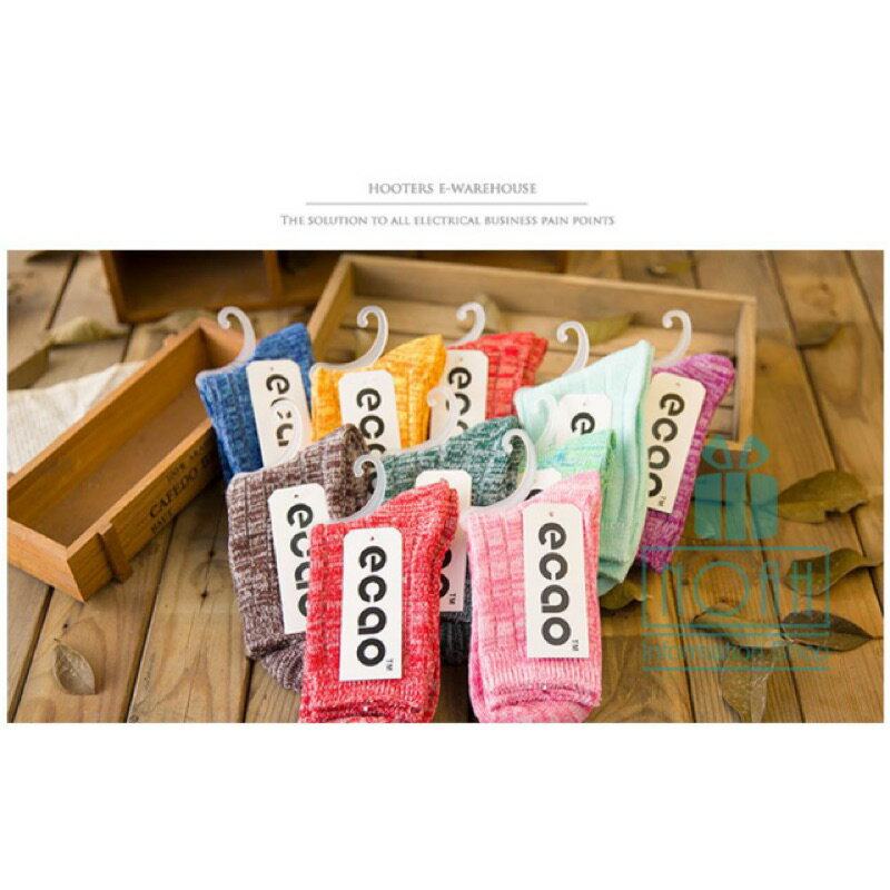 日系粗棉粗針毛線中筒襪/雪花襪中筒/直條/拼色全棉襪/女/船襪/韓版潮流/純色短襪踝襪款-Aecc直銷廠家 1