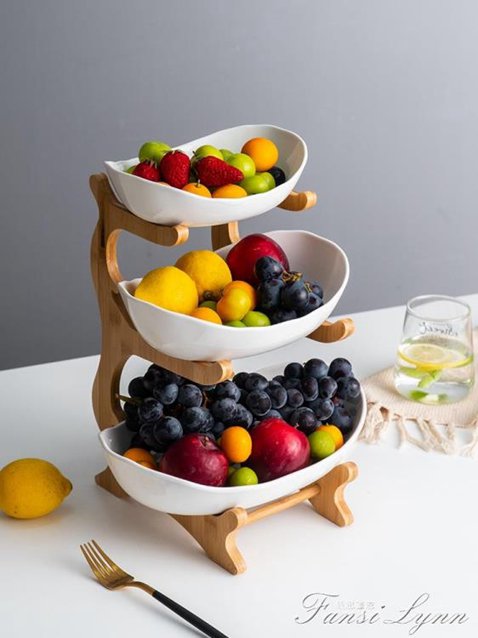 北歐陶瓷糖果盤客廳家用三層水果盤點心盤創意現代年貨干果盤果籃 交換禮物全館免運