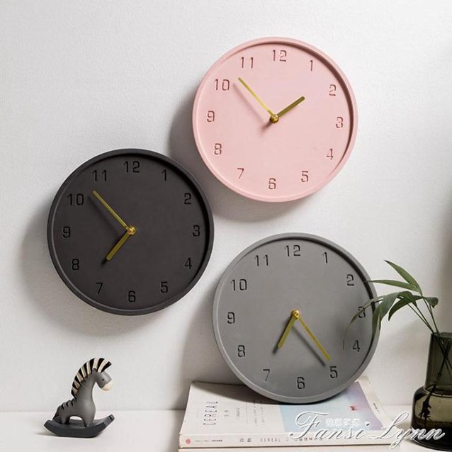 北歐ins客廳掛鐘藝術餐廳極簡鐘錶個性創意簡約現代水泥時鐘掛墻 交換禮物全館免運