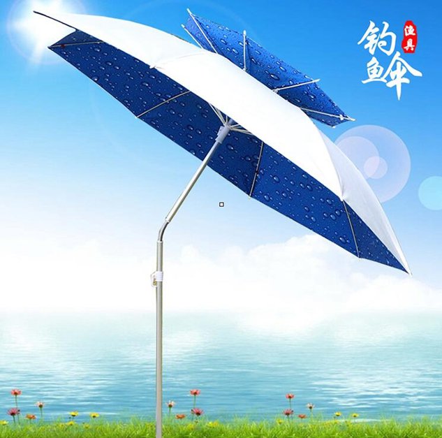 遮陽傘 釣魚傘2.2米萬向雙層防雨曬戶外釣傘遮陽摺疊垂釣傘2.4米漁具用品 - 家 交換禮物全館免運