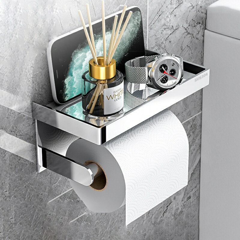 免鑽孔304不鏽鋼衛生紙盒浴室廁所衛生紙架捲筒衛生紙收納防水防鏽MEIDOO