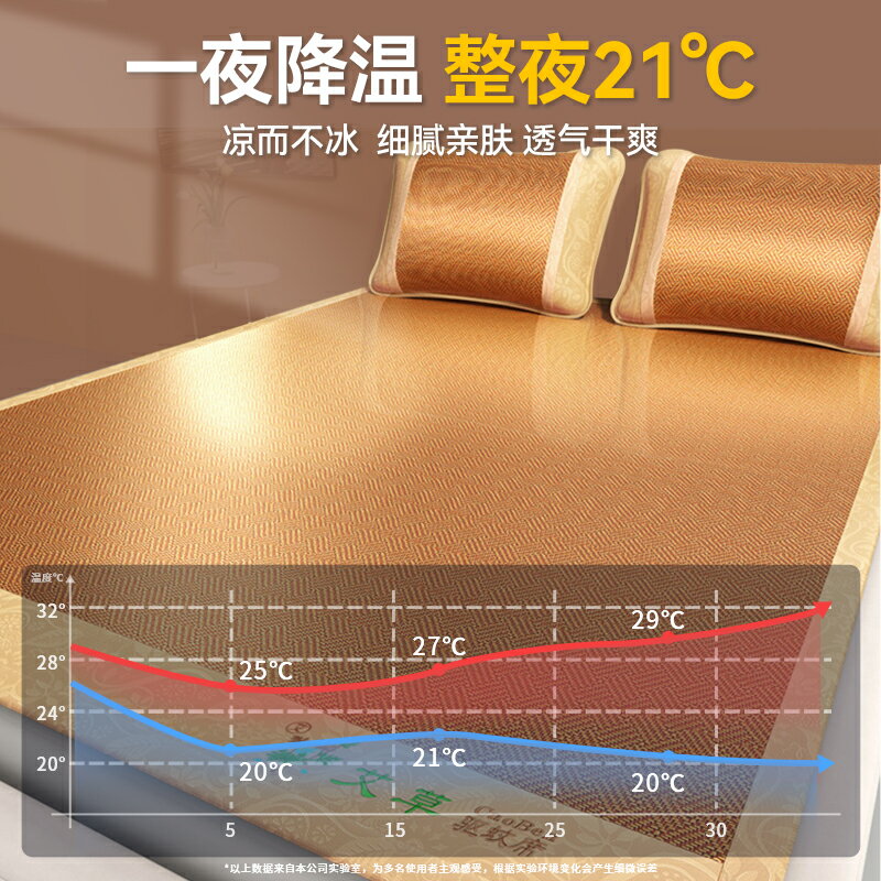 2025新款藤席夏季雙面可折疊冰絲涼席床墊冬夏兩用學生宿舍單人yy