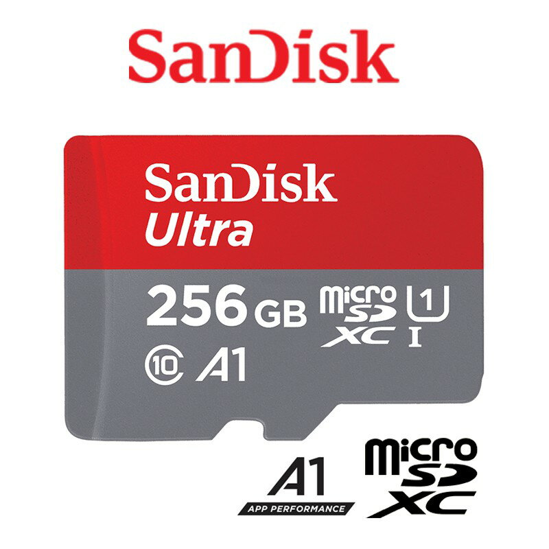 SANDISK 256G ULTRA A1 MICROSD UHS-I記憶卡 傳輸最高95MB 附SD轉接卡