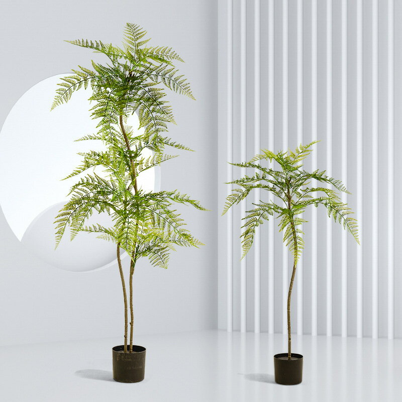 模擬綠植 發財樹 仿真植物 盆栽 盆景新款仿真植物藍花楹落地盆栽室內客廳裝飾擺件中式禪意大型假綠植