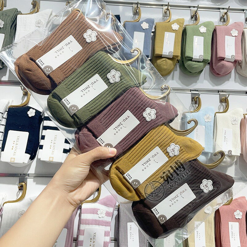 ✨台灣現貨📦 五雙組 秋冬日系中筒襪 純色休閒襪 長筒襪 馬卡龍色系 休閒襪 男襪 女襪 #丹丹悅生活 2