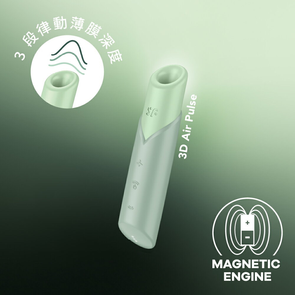 德國 Satisfyer Naughty Kiss 3D磁感律動吸吮器-粉綠