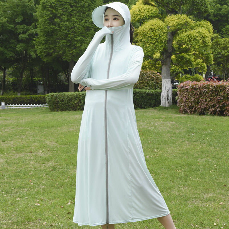 冰絲防曬衣女薄款風衣外套透氣2024夏季新款時尚百搭上檔次加長版