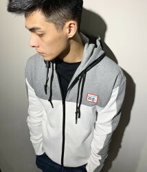 美國百分百【全新真品】KENZO 高田賢三 夾克 保暖 logo 連帽外套 拼接 鶴 灰白色 男款 M號 J782