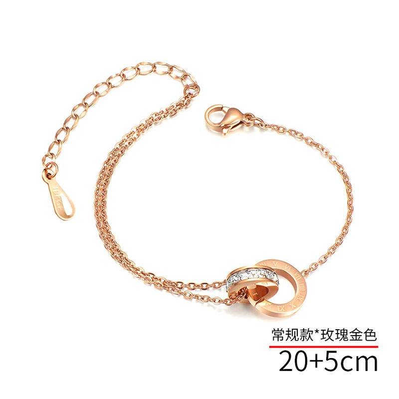 環環相扣腳鏈女新款潮高級感18k玫瑰金色鈦鋼加長不掉色足鏈 5