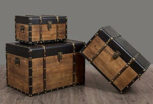 ✅復古箱子擺件實木收納裝飾儲物箱定制藏寶箱百寶箱海盜小木箱帶鎖