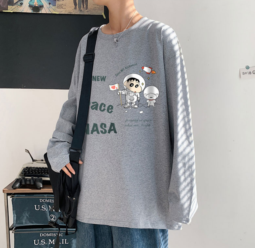 FINDSENSE X 男士新款男衛衣男圓領長袖T恤上衣