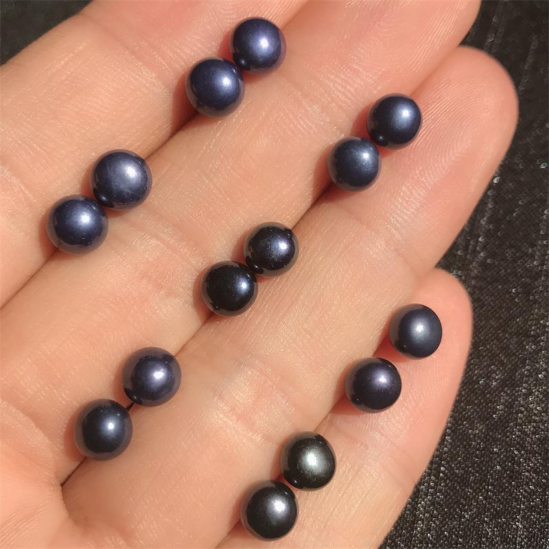 天然淡水黑紫珍珠耳釘女款925銀時尚氣質冷艷簡約百搭首飾品