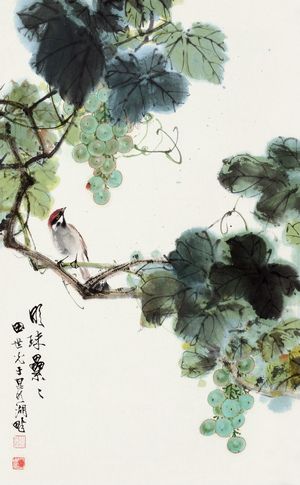 田世光明珠累累30x48厘米中國畫復制微噴畫心花鳥畫名人字畫
