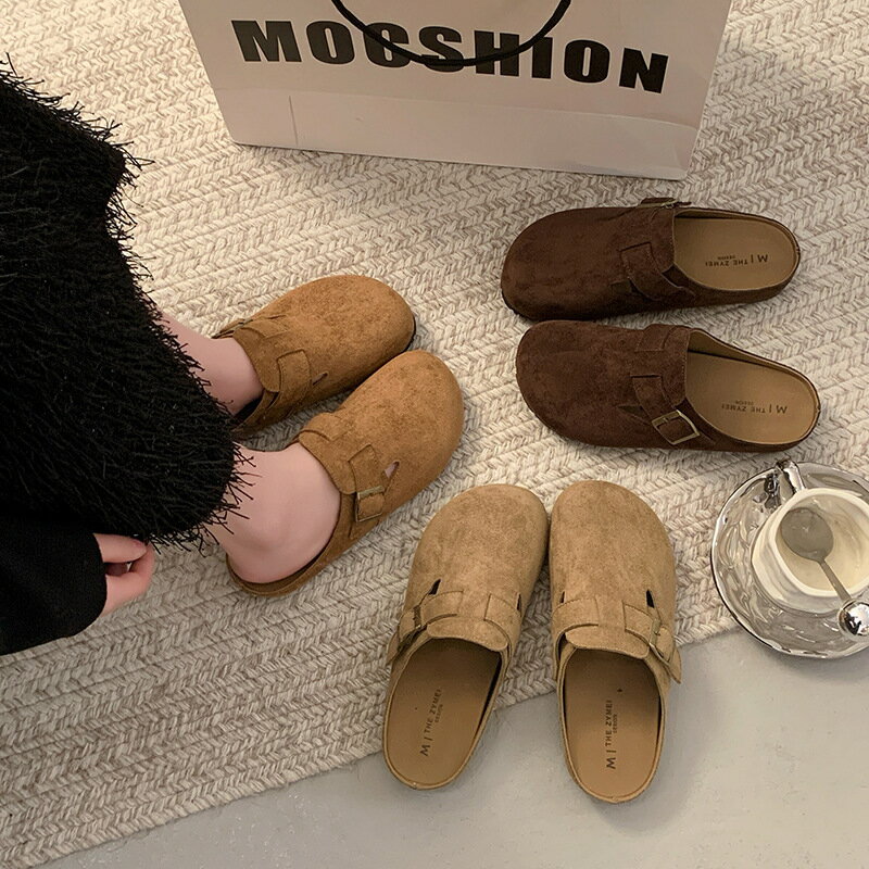 復古厚底博肯鞋包頭半拖鞋女外穿2025新款春季百搭增高一腳蹬拖鞋