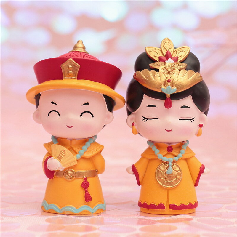 中國風小禮物紀念品故宮文創意可愛皇上皇后宮廷娃娃擺件蛋糕裝飾