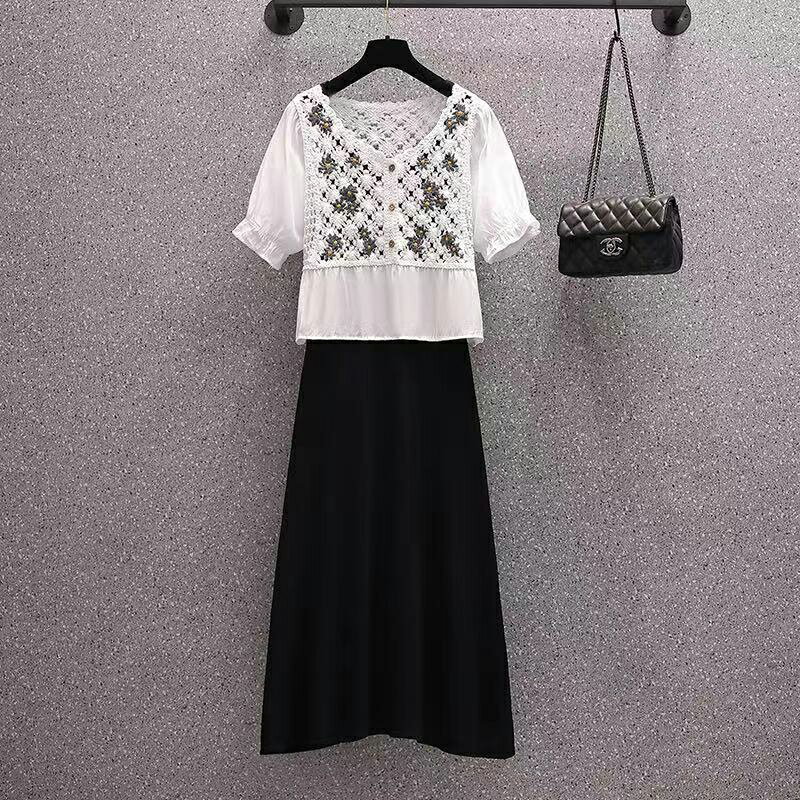 品牌折扣店商場專櫃撤櫃女裝尾貨清倉夏裝刺繡鏤打底裙兩件套裝潮