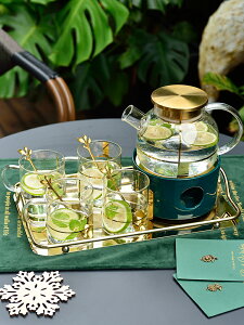 下午茶茶具花茶壺玻璃耐熱蠟燭加熱煮茶日式花茶茶具水果茶壺套裝