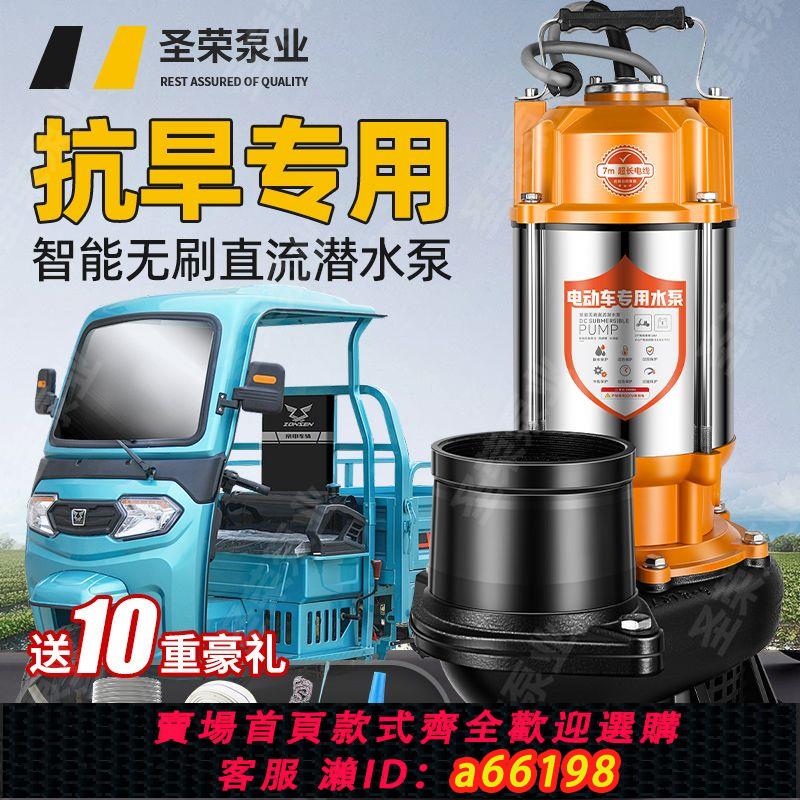 【臺灣公司 可開發票】無刷直流不銹鋼潛水泵48V60V72V電瓶電動車水泵灌溉農用抽水泵