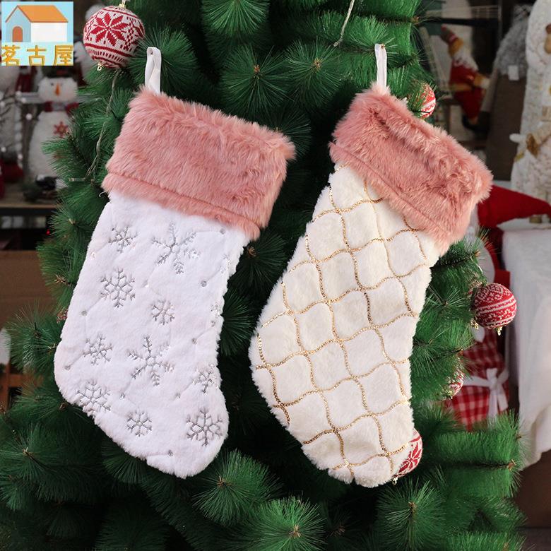 圣誕節裝飾用品新款圣誕襪禮物袋圣誕裝飾襪圣誕襪糖果袋絨布面料