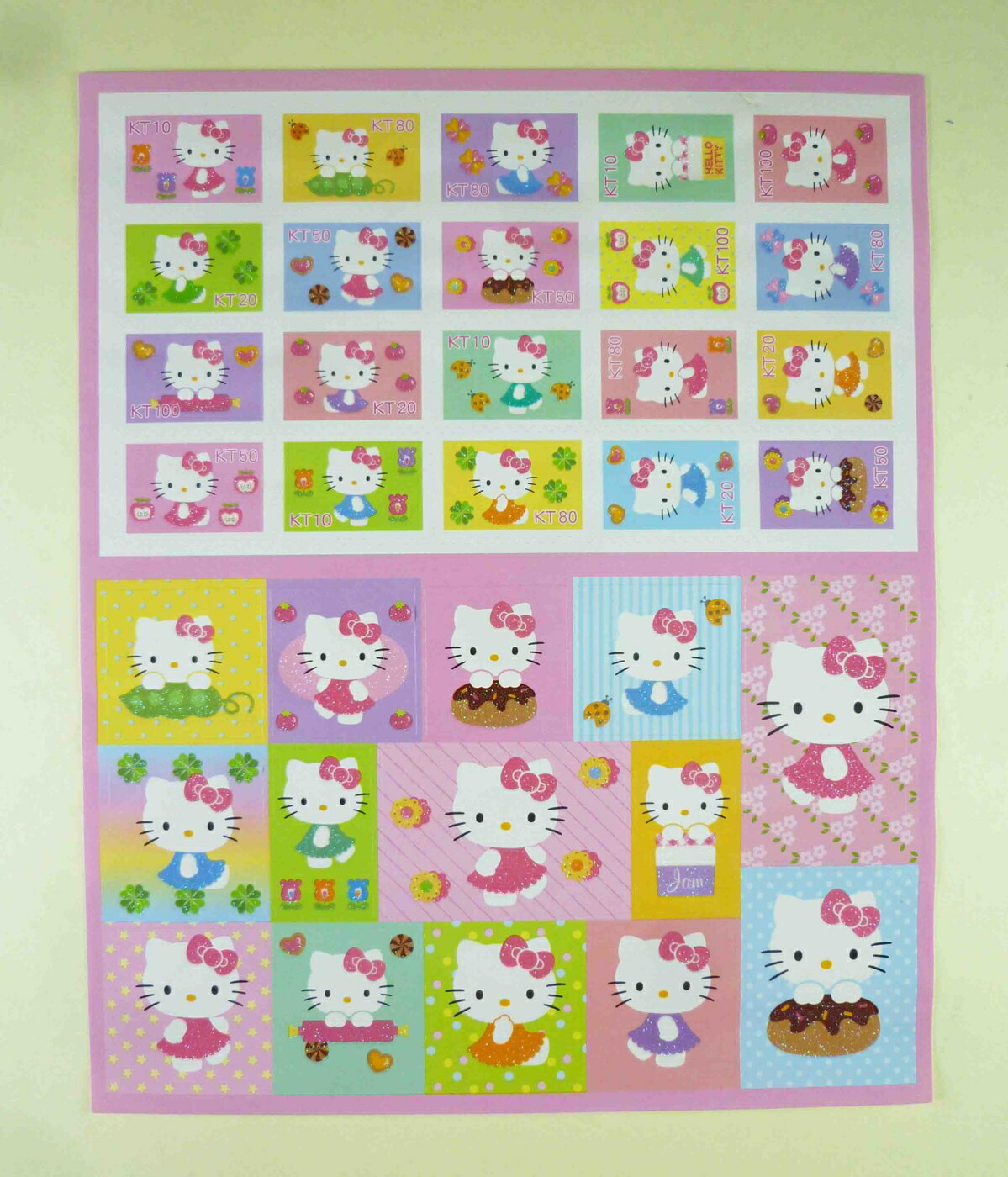 【震撼精品百貨】Hello Kitty 凱蒂貓 金蔥貼紙-仿郵票 震撼日式精品百貨