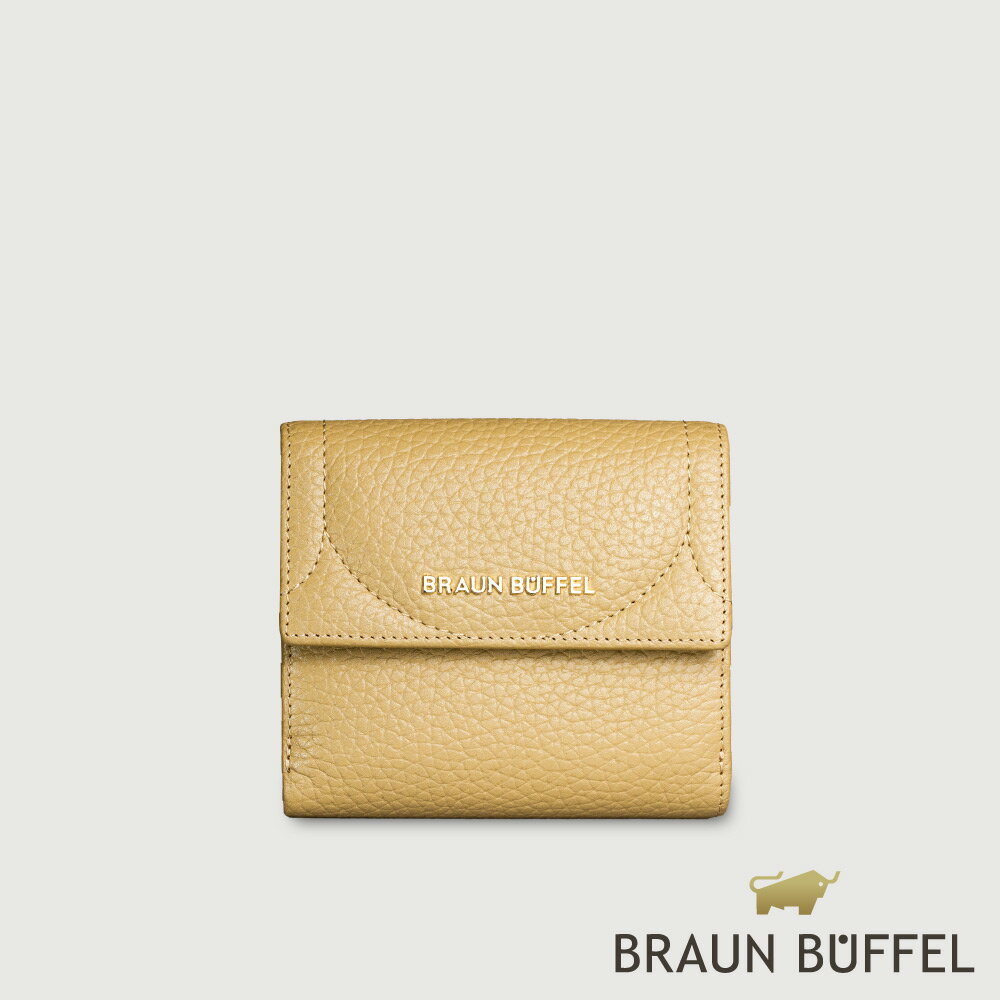【BRAUN BUFFEL 德國小金牛】台灣總代理 諾蒂斯 8卡兩折短夾-淺棕色/BF863-404-CR