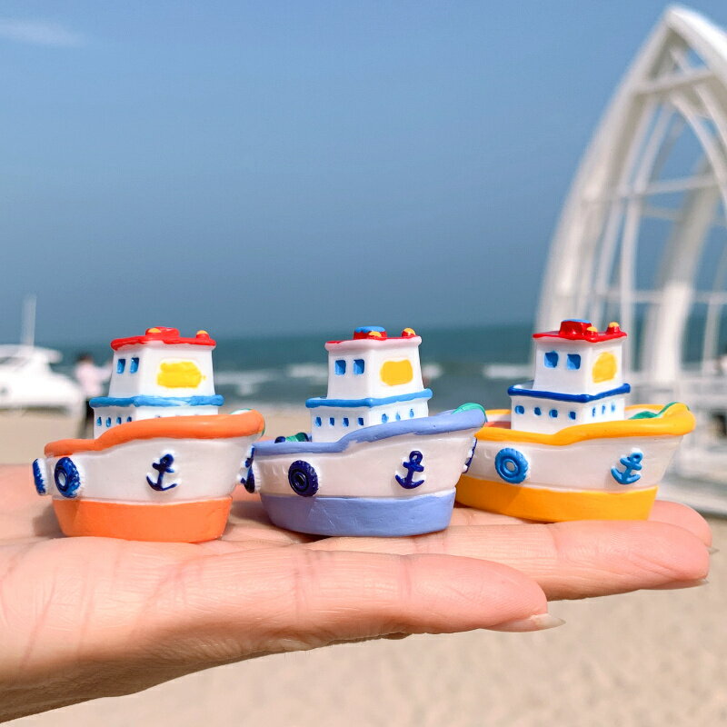 海盜船沉船魚缸水族造景裝飾品地中海風格海洋景觀躲避屋樹脂擺件 6