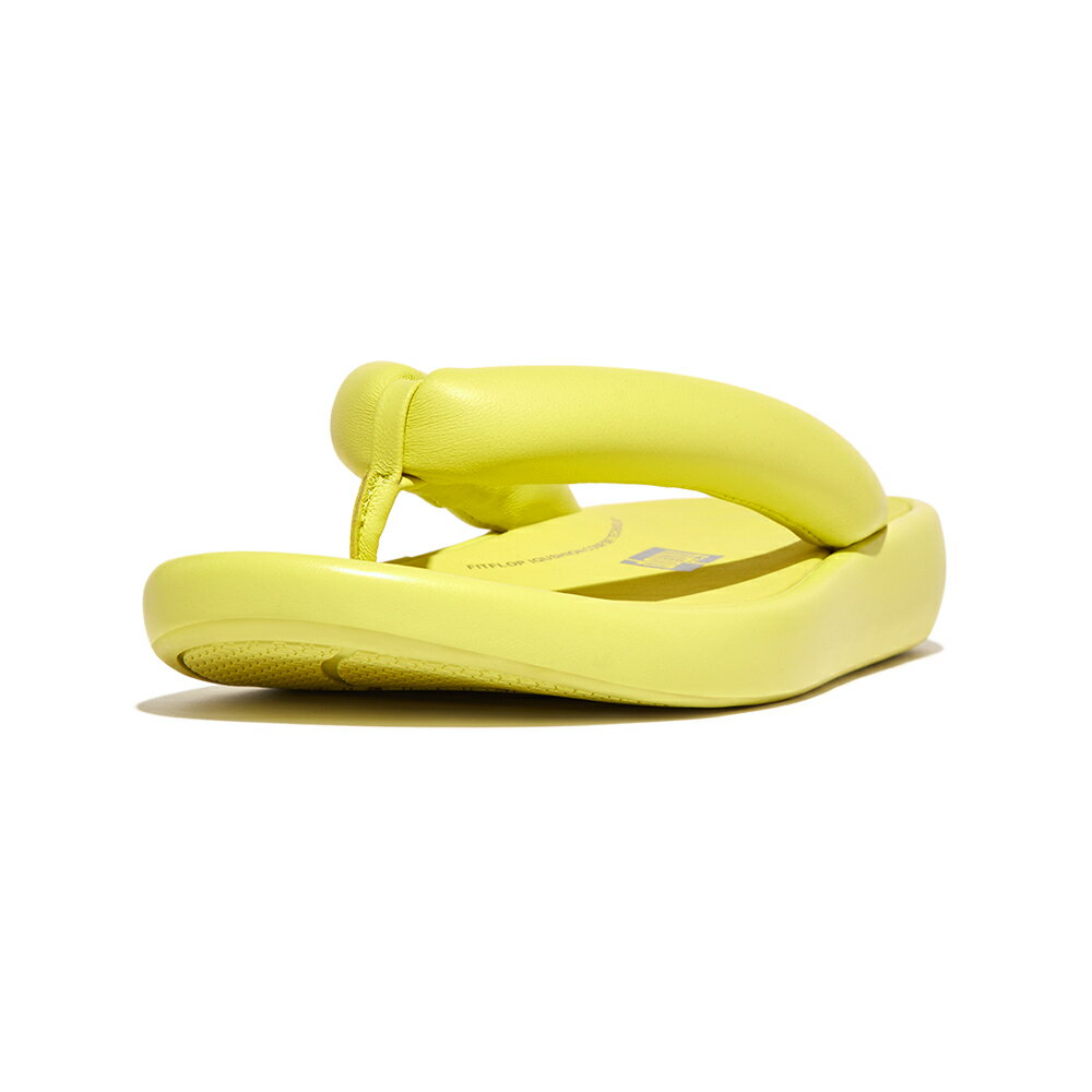 【fitflop】D-LUXE 軟墊皮革夾脚涼鞋-檸檬綠
