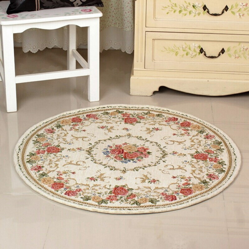 外銷等級 外銷歐美 最新款 正圓形 歐洲宮廷貴族風 復古玫瑰風格高級尊貴氣派客廳地毯 (客製訂作款)