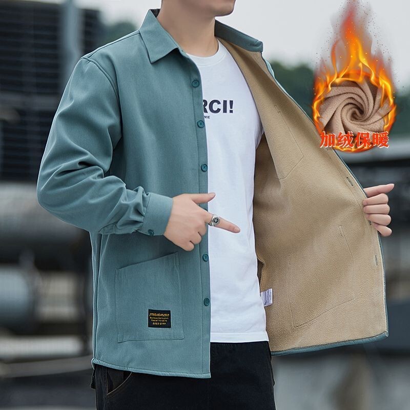 【秋季新品】M-4XL大碼襯衫 休閒襯衫男 男裝襯衫 高檔純棉加絨加厚男士長袖襯衫 保暖男外套 秋冬季大碼中青年男襯衣