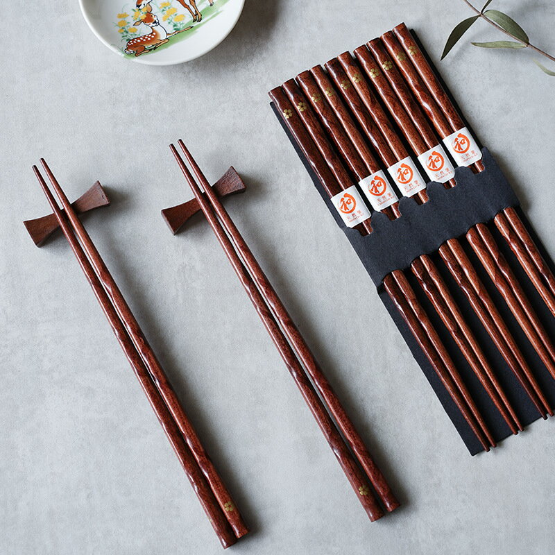 筷子家用實木日式尖頭極細防滑高檔耐高溫精品高階原木質無漆無蠟