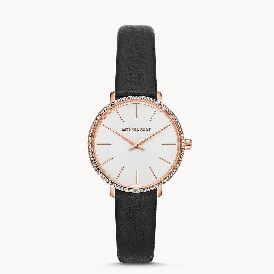 MICHAEL KORS 手錶 腕錶 32mm 黑色真皮 女錶 手錶 腕錶 晶鑽錶 MK2835 MK(現貨)▶指定Outlet商品5折起☆現貨【送禮首選★APP下單點數4倍送】