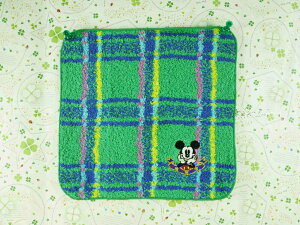 【震撼精品百貨】Micky Mouse 米奇/米妮 小方巾-綠格子 震撼日式精品百貨