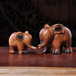 泰國進擺件口家居辦公室木質擺件 手工木雕小象擺件招財納寶1入